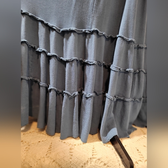 R. Vivimos Blue Maxi Summer Cotton / Rayon Backless Ruffled Dress Size Medium - Picture 5 of 11